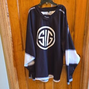 SIG Black Grey and White Hockey Jersey Style Shirt Size L